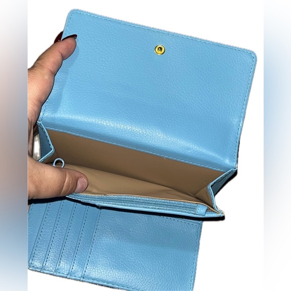 Buxton Multi-Pattern Print Tassel Bi-Fold Women’s Wallet, Blue & White - Picture 14 of 16